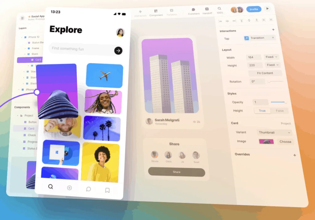 Screenshot from the framer website