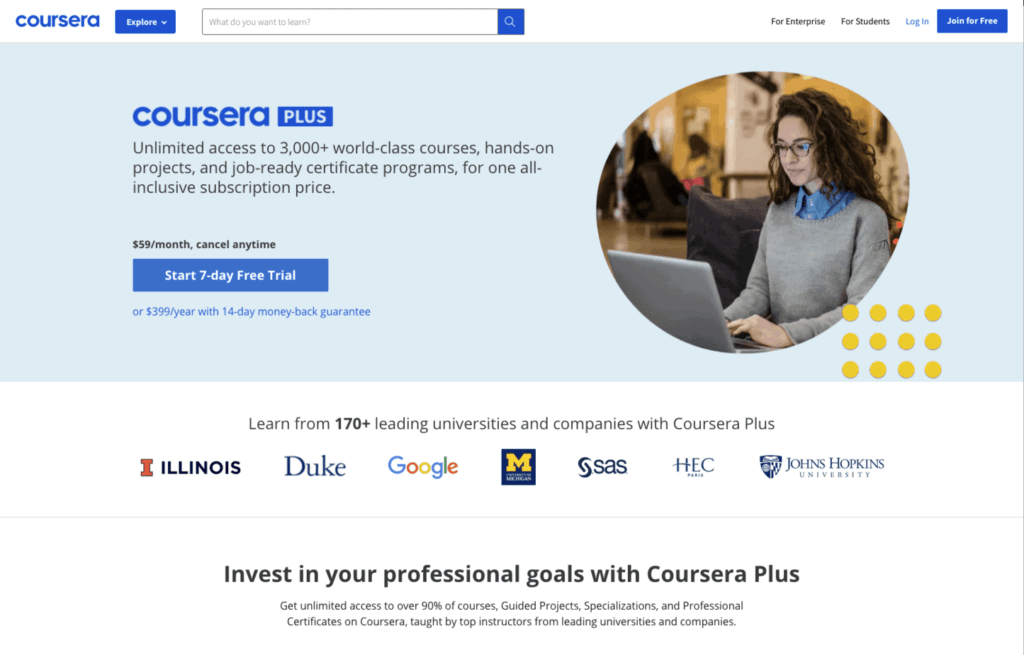 Coursera offers over 3,000 online courses, and hosts some of the best UX design courses out there today.