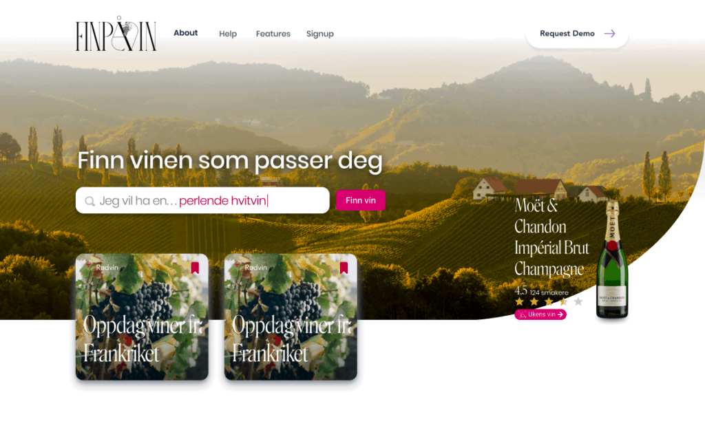 Early website design concept for FinpåVin.