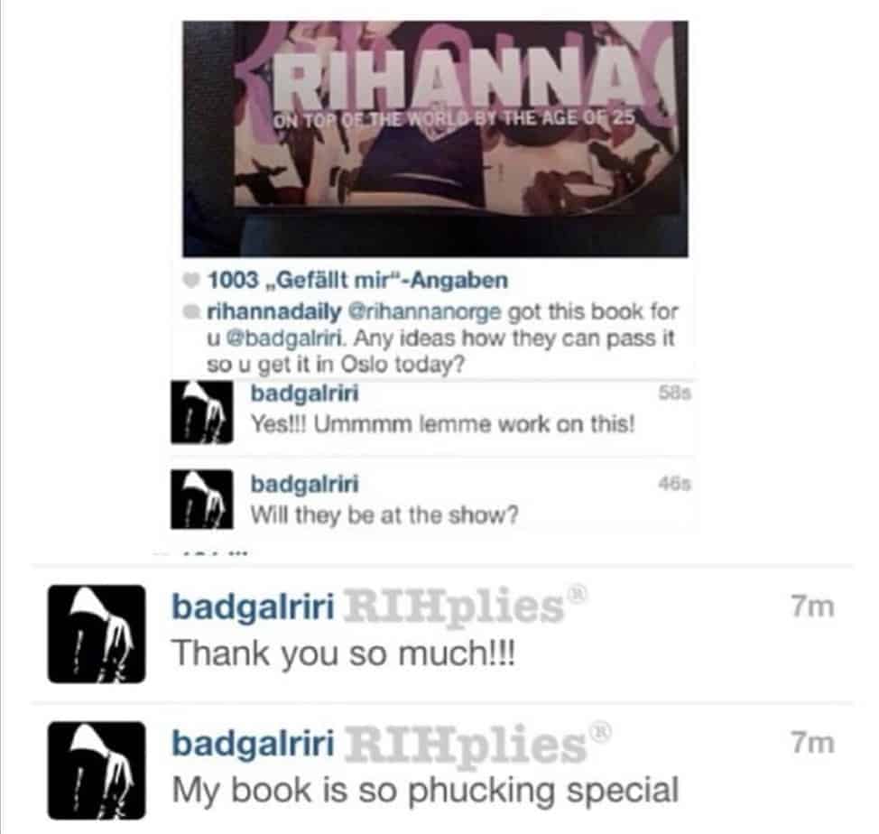 Rihanna showing off a gift on instagram, a special moment for a rihanna fansite!