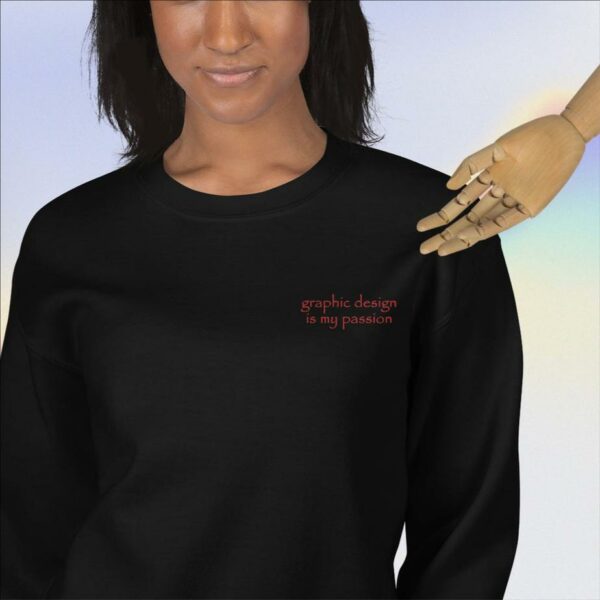 Unisex crew neck sweatshirt black zoomed in 618a579f53880